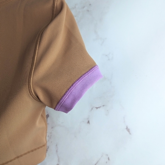 L Space Crop Top Size Large Revolutions Ribbed Colorblock Active Purple New - Picture 8 of 10